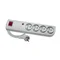 Surge protector extension cord with overload and overcurrent protection, 4-fold, 4x2P+Z, gray, with illuminated switch 3x1mm² 250V~/10A - 3m and mounting holes PSF4-403