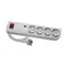 Surge protector extension cord with overload and overcurrent protection, 4-fold, 4x2P+Z, gray, with illuminated switch 3x1mm² 250V~/10A - 3m and mounting holes PSF4-403