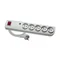 Surge protector extension cord with overload and overcurrent protection, 5-fold, 5x2P+Z, gray, with illuminated switch 3x1mm² 250V~/10A - 1.5m and mounting holes PSF4-501