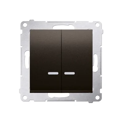 Svícnový vypínač s LED podsvícením a pro verzi 230V (modul), matná hnědá metalíza