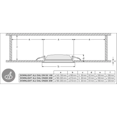 Svítidlo DOWNLIGHT ALU DN150 14W 3000K WT IP44