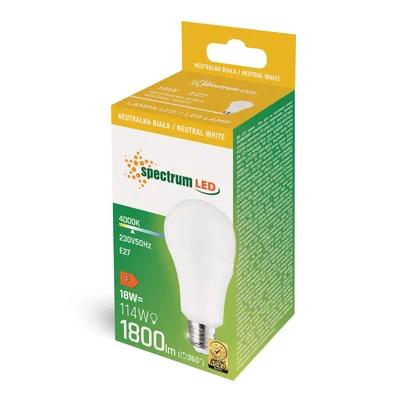 Світлодіодна лампа GLS E-27 230V 18W NW A70 SPECTRUM