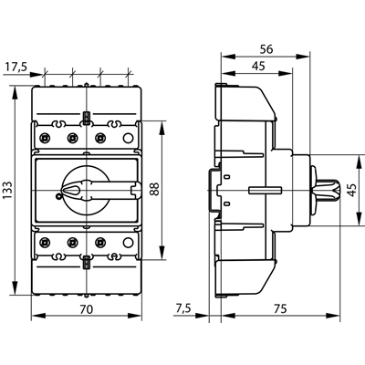 Switch disconnector, four-pole