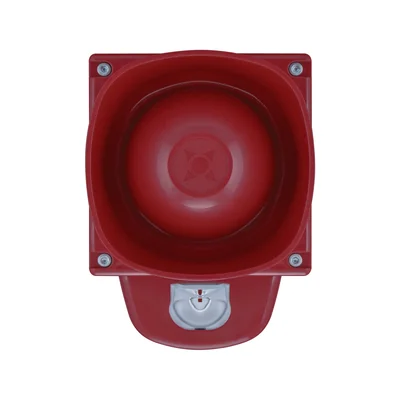 SY Base-LX-W/RF/R1/WP + SY/R1 VDS G2 Symphoni LX Sirena ottico-acustica da parete, alloggiamento rosso, luce rossa IP66