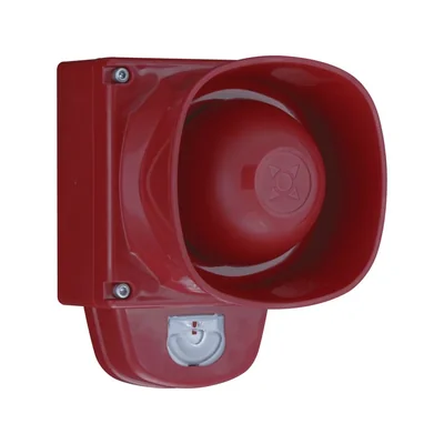 SY Base-LX-W/RF/R1/WP + SY/R1 VDS G2 Symphoni LX Wandsirene, optisch-akustisch, rotes Gehäuse, rotes Licht IP66