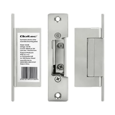 Symetrický oboustranný elektrický zámek Qoltec | 12V | Nerezová ocel