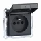 SYSTEM M Plug-in socket with earthing and a flap IP44 with shutters screwless terminals anthracite