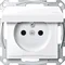 SYSTEM M Presa con messa a terra e coperchio IP44 con otturatori terminali senza viti bianco lucido attivo