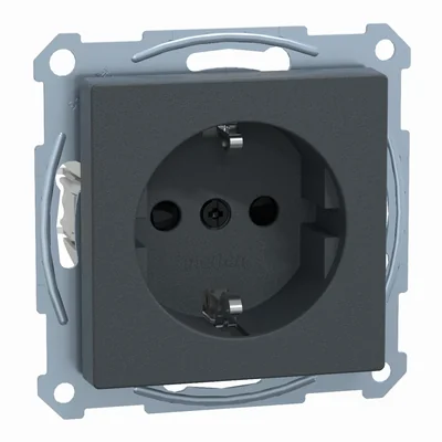 SYSTEM M SCHUKO plug-in socket with shutters for current paths anthracite screwless terminals