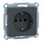 SYSTEM M SCHUKO plug-in socket with shutters for current paths anthracite screwless terminals
