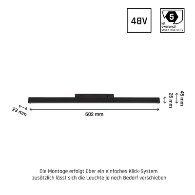 SYSTEM SHIFT - LINE M Schienenleuchte 602x23x42mm 17W 100° schwarz 5 Jahre Garantie.