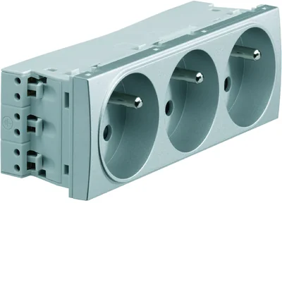 SYSTO Base pasamuros con puesta a tierra 3x(2P+Z) autobornes 6 módulos 16A/230V aluminio