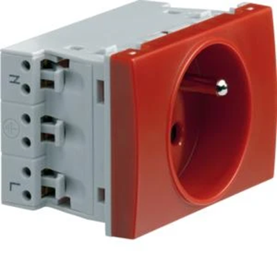 SYSTO Durchgangssteckdose mit Erdung DATEN 1x(2P+E) selbstsichernd 3 rote Module 16A/230V