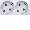 SYSTO Durchgangssteckdose SCHUKO 2x(2P+E) selbstsichernder Berührungsschutz 4 Module 16A/230V Aluminium