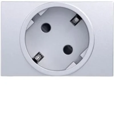 SYSTO Pass-through socket outlet SCHUKO 2P+E self-locking touch protection 3 modules 16A/230V aluminum