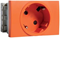 SYSTO Pass-through socket outlet SCHUKO 2P+Z self-locking touch protection 3 modules 16A/230V orange