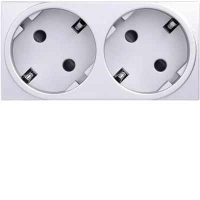 SYSTO Pass-through socket outlet SCHUKO 2x(2P+E) self-locking touch protection 4 modules 16A/230V aluminum