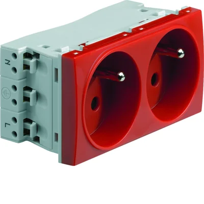 SYSTO Presa passante con messa a terra 2x(2P+Z) terminali autonomi 4 moduli 16A/230V rosso