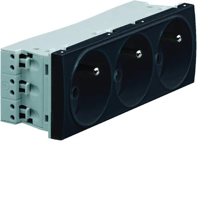 SYSTO Presa passante con messa a terra 3x(2P+Z) terminali autonomi 6 moduli 16A/230V nero