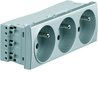 SYSTO Prise traversante avec mise à la terre 3x(2P+T) autobloquante 6 modules 16A/230V aluminium