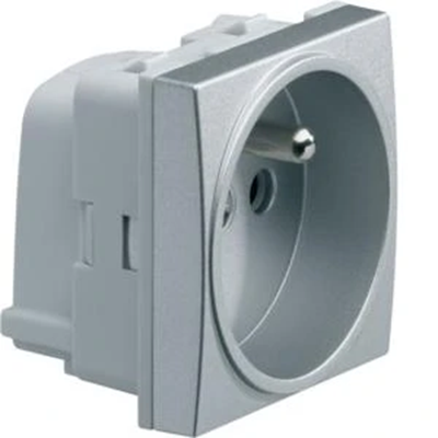 SYSTO Socket with grounding self-locking 2 modules 16A/230V aluminum