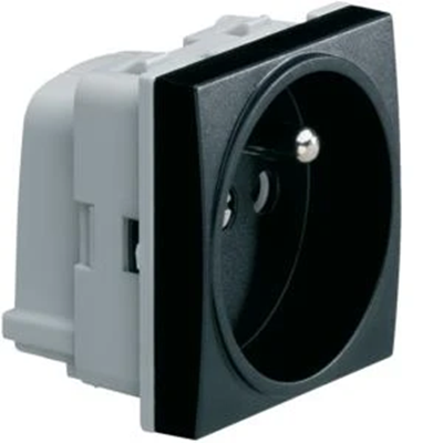 SYSTO Socket with grounding self-locking 2 modules 16A/230V black