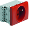 SYSTO Through-socket with grounding 2P+E self-locking 3 modules 16A/230V red