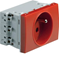 SYSTO Through-socket with grounding 2P+E self-locking 3 modules 16A/230V red