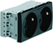 SYSTO Through-socket with grounding 2x(2P+E) self-clamping 4 modules 16A/230V black