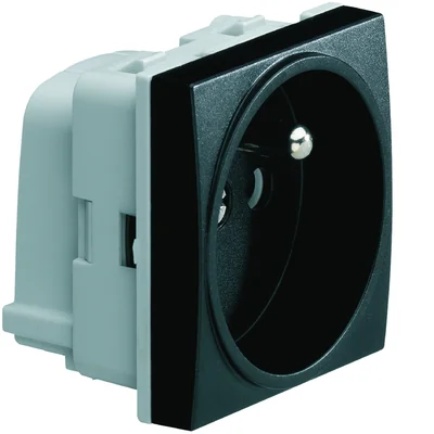 SYSTO Toma con toma de tierra, autoterminal, 2 módulos 16A/230V, negro