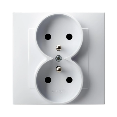 SZAFIR Double socket with grounding, complete with frame, white