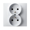 SZAFIR Double socket with grounding, complete with frame, white