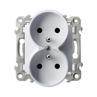 SZAFIR Double socket with grounding, module without frame, white