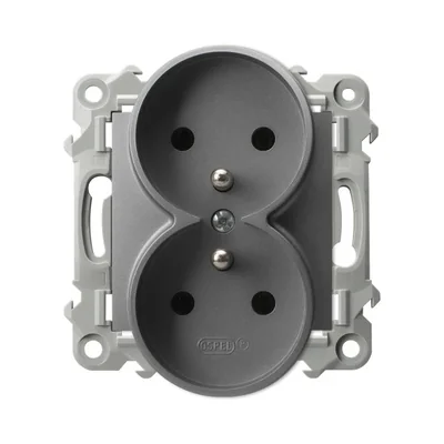 SZAFIR Presa doppia con messa a terra, modulo senza cornice - grigio opaco