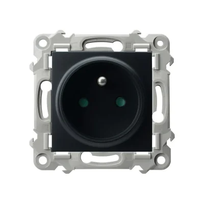 SZAFIR Single socket with grounding and current path shutters - matt black