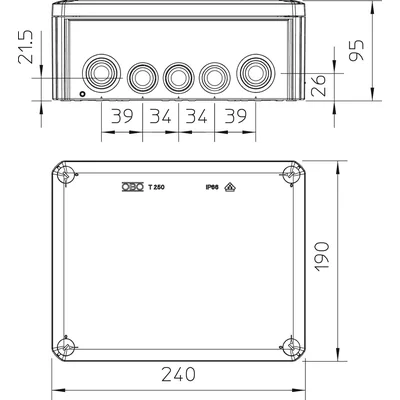 T 250 F Junction box with leads