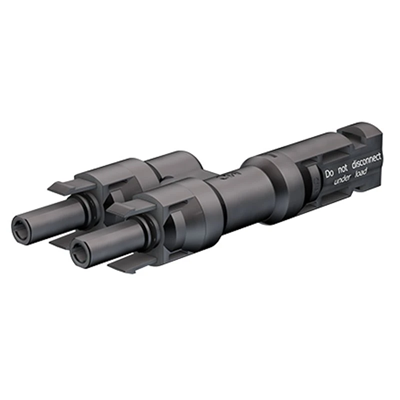 T-connector MC4 photovoltaic 1 socket 2 plugs black