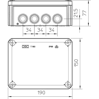 T-SERIES Junction box T160 light grey