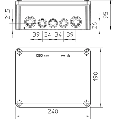 T-SERIES Junction box T250 light grey