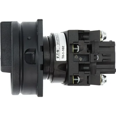 T0-1-102/EA/SVB-SW Main switch, 2 pole, 20 A, emergency stop function, 90°, padlockable in the Off position, surface mounting, black knob with padlockable function