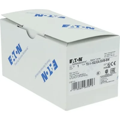 T0-1-102/EA/SVB-SW Main switch, 2 pole, 20 A, emergency stop function, 90°, padlockable in the Off position, surface mounting, black knob with padlockable function