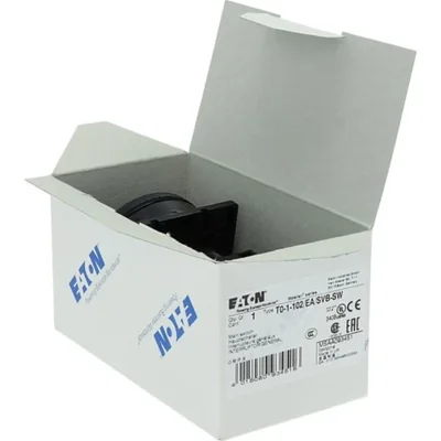 T0-1-102/EA/SVB-SW Main switch, 2 pole, 20 A, emergency stop function, 90°, padlockable in the Off position, surface mounting, black knob with padlockable function