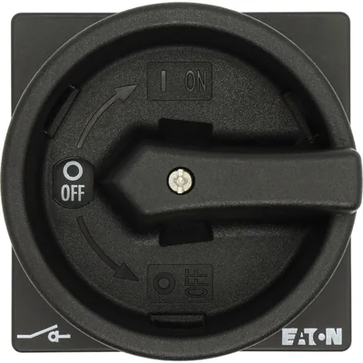 T0-1-102/EA/SVB-SW Main switch, 2 pole, 20 A, emergency stop function, 90°, padlockable in the Off position, surface mounting, black knob with padlockable function