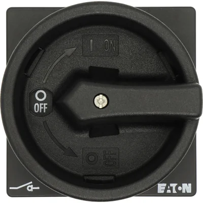 T0-1-102/EA/SVB-SW Main switch, 2 pole, 20 A, emergency stop function, 90°, padlockable in the Off position, surface mounting, black knob with padlockable function