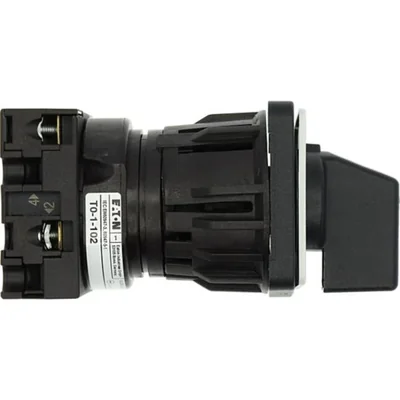 T0-1-102/EZ Ein-/Ausschalter, 2-polig, 20 A, 90°, Aufputzmontage 22,3 mm, schwarzer Drehknopf, nicht verriegelnd
