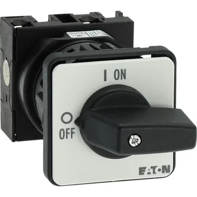T0-1-102/EZ On-Off switch, 2 pole, 20 A, 90 °, surface mount 22.3 mm, black knob, non-locking