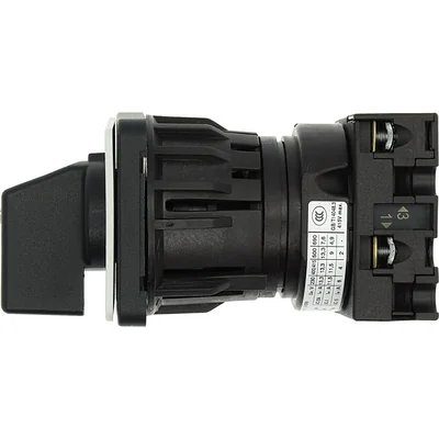 T0-1-102/EZ On-Off switch, 2 pole, 20 A, 90 °, surface mount 22.3 mm, black knob, non-locking