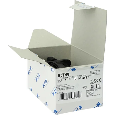 T0-1-102/EZ On-Off switch, 2 pole, 20 A, 90 °, surface mount 22.3 mm, black knob, non-locking