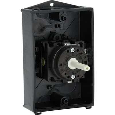 T0-1-102/I1/SVB Interruptor de encendido/apagado, bipolar, 20 A, 90°, en carcasa IP65, pomo rojo-amarillo con candado