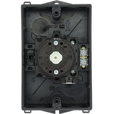 T0-1-102/I1/SVB On-Off switch, 2 pole, 20 A, 90 °, in IP65 housing, red-yellow knob with padlock